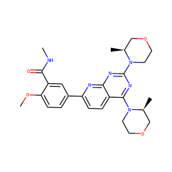 CNC(=O)c1cc(-c2ccc3c(N4CCOC[C@@H]4C)nc(N4CCOC[C@@H]4C)nc3n2)ccc1OC ZINC000059257873