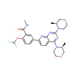 CNC(=O)c1cc(-c2ccc3c(N4CCOC[C@@H]4C)nc(N4CCOC[C@@H]4C)nc3n2)ccc1OC(F)F ZINC000059258614