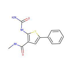 CNC(=O)c1cc(-c2ccccc2)sc1NC(N)=O ZINC000034003385