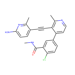 CNC(=O)c1cc(-c2ccnc(C)c2C#Cc2ccc(N)nc2C)ccc1Cl ZINC000202384497