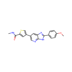 CNC(=O)c1cc(-c2cnc3[nH]c(-c4ccc(OC)cc4)nc3c2)cs1 ZINC000103248087