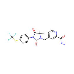 CNC(=O)c1cc(CN2C(=O)N(c3ccc(SC(F)(F)F)cc3)C(=O)C2(C)C)ccn1 ZINC000071329204