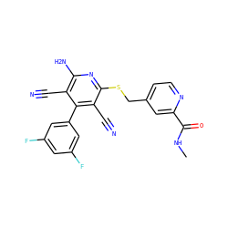 CNC(=O)c1cc(CSc2nc(N)c(C#N)c(-c3cc(F)cc(F)c3)c2C#N)ccn1 ZINC000146151638