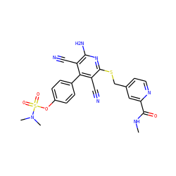 CNC(=O)c1cc(CSc2nc(N)c(C#N)c(-c3ccc(OS(=O)(=O)N(C)C)cc3)c2C#N)ccn1 ZINC000149509765