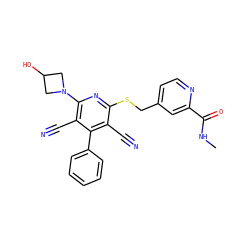 CNC(=O)c1cc(CSc2nc(N3CC(O)C3)c(C#N)c(-c3ccccc3)c2C#N)ccn1 ZINC000113381726