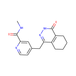 CNC(=O)c1cc(Cc2n[nH]c(=O)c3c2CCCC3)ccn1 ZINC000168436677