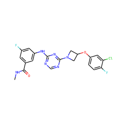 CNC(=O)c1cc(F)cc(Nc2ncnc(N3CC(Oc4ccc(F)c(Cl)c4)C3)n2)c1 ZINC001772620810