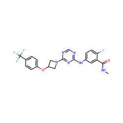 CNC(=O)c1cc(Nc2ncnc(N3CC(Oc4ccc(C(F)(F)F)cc4)C3)n2)ccc1F ZINC000118592492