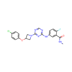 CNC(=O)c1cc(Nc2ncnc(N3CC(Oc4ccc(Cl)cc4)C3)n2)ccc1F ZINC000118715173