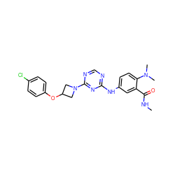 CNC(=O)c1cc(Nc2ncnc(N3CC(Oc4ccc(Cl)cc4)C3)n2)ccc1N(C)C ZINC001772605970
