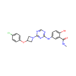 CNC(=O)c1cc(Nc2ncnc(N3CC(Oc4ccc(Cl)cc4)C3)n2)ccc1O ZINC001772613629