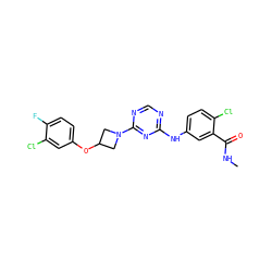 CNC(=O)c1cc(Nc2ncnc(N3CC(Oc4ccc(F)c(Cl)c4)C3)n2)ccc1Cl ZINC001772616406