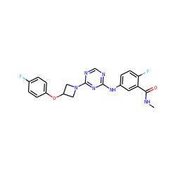 CNC(=O)c1cc(Nc2ncnc(N3CC(Oc4ccc(F)cc4)C3)n2)ccc1F ZINC001772577281