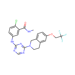 CNC(=O)c1cc(Nc2ncnc(N3CCc4cc(OCC(F)(F)F)ccc4C3)n2)ccc1Cl ZINC000118713644