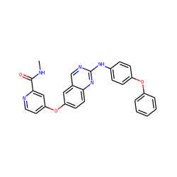 CNC(=O)c1cc(Oc2ccc3nc(Nc4ccc(Oc5ccccc5)cc4)ncc3c2)ccn1 ZINC000073292710