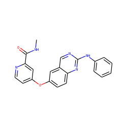 CNC(=O)c1cc(Oc2ccc3nc(Nc4ccccc4)ncc3c2)ccn1 ZINC000082150875