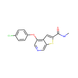 CNC(=O)c1cc2c(Oc3ccc(Cl)cc3)cncc2s1 ZINC000000024089