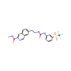 CNC(=O)c1cc2ccc(CCNC(=O)Nc3cccc(S(=O)(=O)C(F)(F)F)c3)cc2cn1 ZINC000036411366