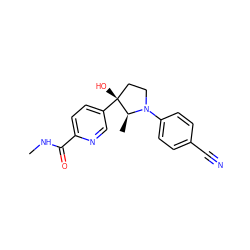 CNC(=O)c1ccc([C@]2(O)CCN(c3ccc(C#N)cc3)[C@H]2C)cn1 ZINC000095590165