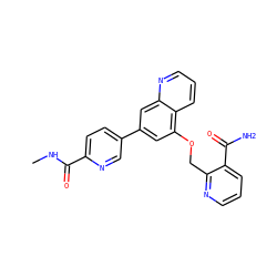 CNC(=O)c1ccc(-c2cc(OCc3ncccc3C(N)=O)c3cccnc3c2)cn1 ZINC000147852642