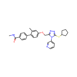 CNC(=O)c1ccc(-c2ccc(OCc3nnc(SC4CCCC4)n3-c3cccnc3)cc2C)cc1 ZINC000095594134