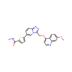 CNC(=O)c1ccc(-c2ccc3nnc(COc4ccnc5cc(OC)ccc45)n3c2)s1 ZINC000139930819