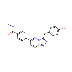 CNC(=O)c1ccc(-c2ccc3nnc(Cc4ccc(O)cc4)n3n2)cc1 ZINC000040430686