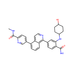CNC(=O)c1ccc(-c2cccc3c(-c4ccc(C(N)=O)c(NC5CCC(O)CC5)c4)nccc23)cn1 ZINC000145540609