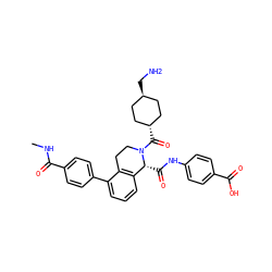 CNC(=O)c1ccc(-c2cccc3c2CCN(C(=O)[C@H]2CC[C@H](CN)CC2)[C@@H]3C(=O)Nc2ccc(C(=O)O)cc2)cc1 ZINC001772636696