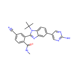 CNC(=O)c1ccc(C#N)cc1-c1nc2cc(-c3cnc(N)nc3)ccc2n1C(C)(C)C ZINC000143899315