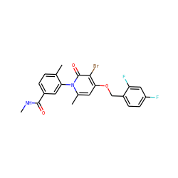 CNC(=O)c1ccc(C)c(-n2c(C)cc(OCc3ccc(F)cc3F)c(Br)c2=O)c1 ZINC000013980453