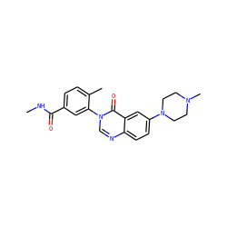 CNC(=O)c1ccc(C)c(-n2cnc3ccc(N4CCN(C)CC4)cc3c2=O)c1 ZINC000084670935