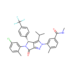 CNC(=O)c1ccc(C)c(-n2nc3c(c2C(C)C)[C@@H](c2ccc(C(F)(F)F)cc2)N(c2cc(Cl)ccc2C)C3=O)c1 ZINC000224076935