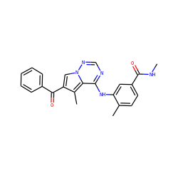 CNC(=O)c1ccc(C)c(Nc2ncnn3cc(C(=O)c4ccccc4)c(C)c23)c1 ZINC000003819148