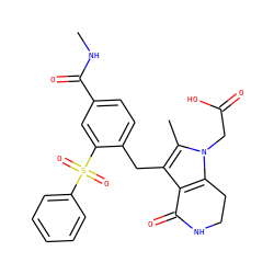 CNC(=O)c1ccc(Cc2c3c(n(CC(=O)O)c2C)CCNC3=O)c(S(=O)(=O)c2ccccc2)c1 ZINC000205460835