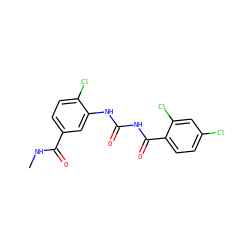 CNC(=O)c1ccc(Cl)c(NC(=O)NC(=O)c2ccc(Cl)cc2Cl)c1 ZINC000028526021