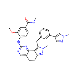CNC(=O)c1ccc(Nc2ncc3c(n2)-c2c(nn(C)c2Cc2cccc(-c4cnn(C)c4)c2)CC3)c(OC)c1 ZINC000224952430