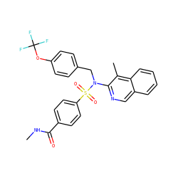 CNC(=O)c1ccc(S(=O)(=O)N(Cc2ccc(OC(F)(F)F)cc2)c2ncc3ccccc3c2C)cc1 ZINC000261077328