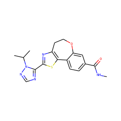 CNC(=O)c1ccc2c(c1)OCCc1nc(-c3ncnn3C(C)C)sc1-2 ZINC000096269668