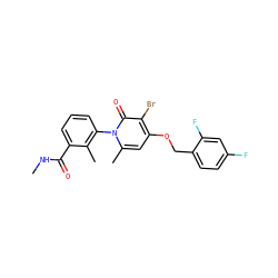 CNC(=O)c1cccc(-n2c(C)cc(OCc3ccc(F)cc3F)c(Br)c2=O)c1C ZINC000072109968