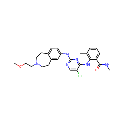 CNC(=O)c1cccc(C)c1Nc1nc(Nc2ccc3c(c2)CCN(CCOC)CC3)ncc1Cl ZINC000066263804