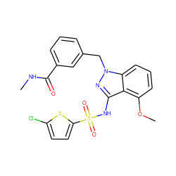 CNC(=O)c1cccc(Cn2nc(NS(=O)(=O)c3ccc(Cl)s3)c3c(OC)cccc32)c1 ZINC000084617809