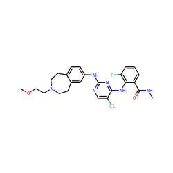 CNC(=O)c1cccc(F)c1Nc1nc(Nc2ccc3c(c2)CCN(CCOC)CC3)ncc1Cl ZINC000066058888