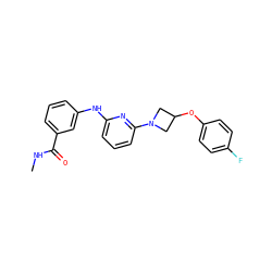 CNC(=O)c1cccc(Nc2cccc(N3CC(Oc4ccc(F)cc4)C3)n2)c1 ZINC000118589041