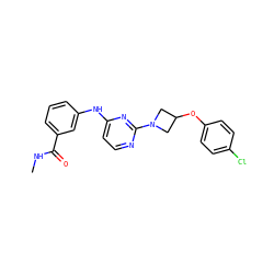 CNC(=O)c1cccc(Nc2ccnc(N3CC(Oc4ccc(Cl)cc4)C3)n2)c1 ZINC000118582893