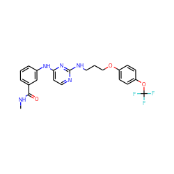 CNC(=O)c1cccc(Nc2ccnc(NCCCOc3ccc(OC(F)(F)F)cc3)n2)c1 ZINC000118584518