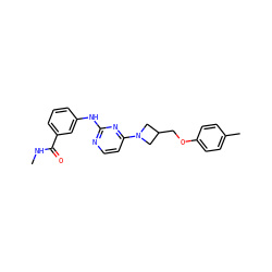 CNC(=O)c1cccc(Nc2nccc(N3CC(COc4ccc(C)cc4)C3)n2)c1 ZINC000118588385