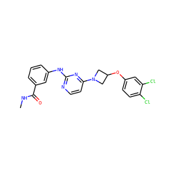 CNC(=O)c1cccc(Nc2nccc(N3CC(Oc4ccc(Cl)c(Cl)c4)C3)n2)c1 ZINC000118583946