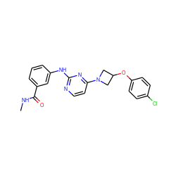 CNC(=O)c1cccc(Nc2nccc(N3CC(Oc4ccc(Cl)cc4)C3)n2)c1 ZINC000118588419