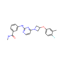 CNC(=O)c1cccc(Nc2nccc(N3CC(Oc4ccc(F)c(C)c4)C3)n2)c1 ZINC000118592913